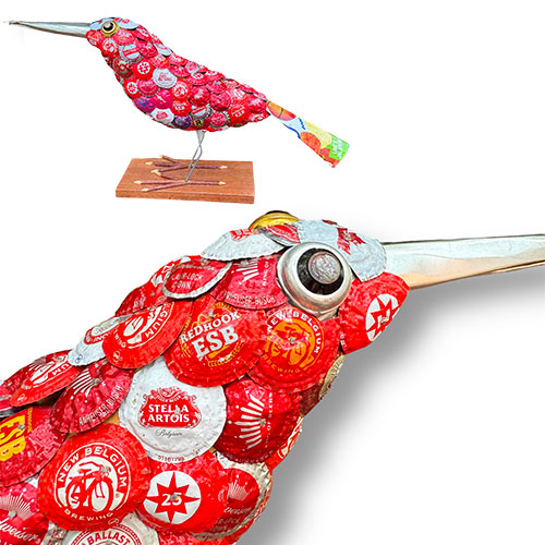 John Richards 12" x 22" Large Bottlecap Bird RD5676